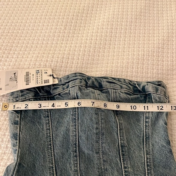 Zara DENIM MINI JEAN STRAPLESS BANDEAU DRESS-New-XS - Picture 9 of 10